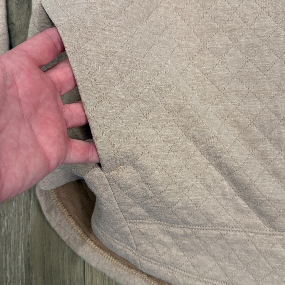 RBX Quilted Cowl Neck Pullover Dip Hem Sweatshirt in Beige/Camel/Tan - XL - Picture 5 of 9